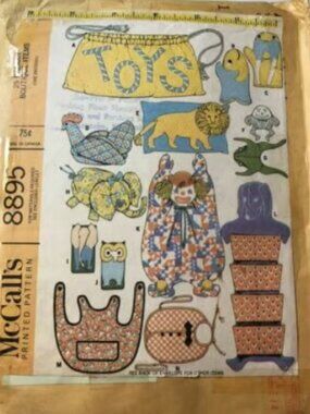 VINTAGE  McCalls 8895 Toys & Bazaar Pattern (Partially Cut)  Dated 1967